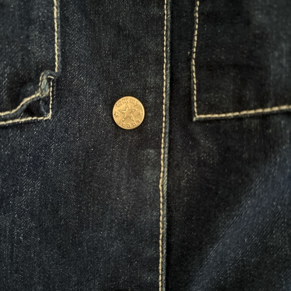Tommy Jeans Denim Overall Dress Women’s M Button Front Midi Y2K Preppy Pockets - Picture 6 of 7